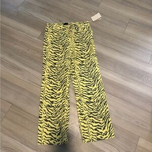 MOTHER Yellow and Black Zebra Print Cropped Jeans